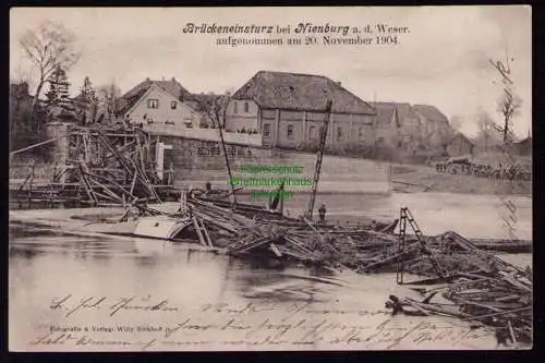 172307 AK  Brückeneinsturz bei Nienburg Weser 1904 1905