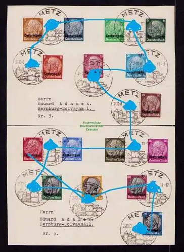 B18597 Deutsches Reich Lothringen 2 Briefvorderseiten SST Metz 1940  Mi. 1 - 16