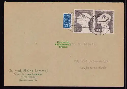 B18574 BRD Deutschland 1953 Brief Mi. 165 Vertriebenenmarke  Lüneburg nach H