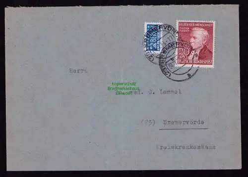 B18573 BRD Deutschland 1953 Brief Mi. 158 Helfer der Menschheit  Bremervörde