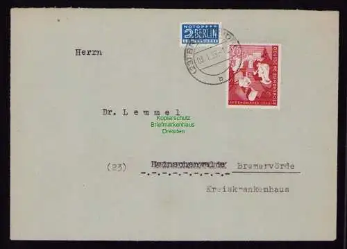 B18570 BRD Deutschland 1953 Brief Mi. 154 Jugend  Bremervörde nach Bremervörde