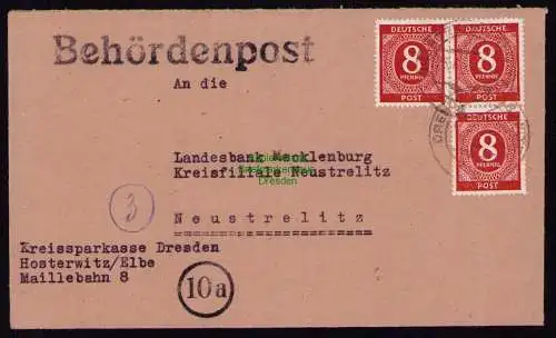 B18528 Brief Dresden Blasewitz Hosterwitz 1947   Behördenpost