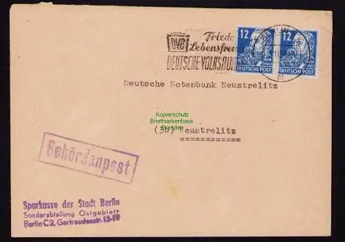 B18524 Brief Berlin N 4 1950  Werbestempel DVB Deutsche Volksbühne Zahlungsverk