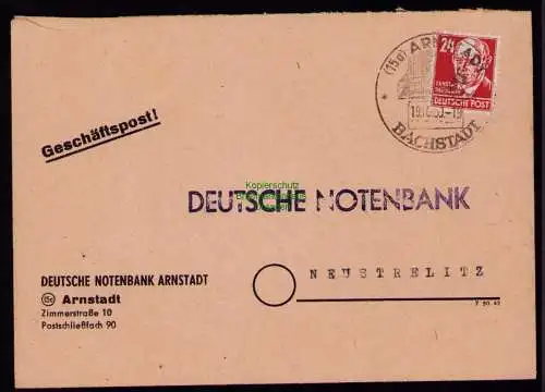 B18516 Brief Arnstadt 1950  SST Bachstadt Geschäftspost