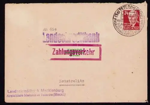 B18489 Brief Teterow Malchin 1949   Zahlungsverkehr