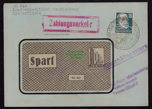 B18485 Brief Teterow Malchin 1949   Zahlungsverkehr Geschäftspapiere