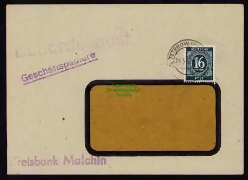 B18483 Brief Teterow Malchin 1947   Behördenpost Geschäftspapiere