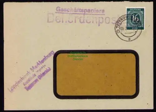 B18481 Brief Teterow Malchin 1947   Behördenpost Geschäftspapiere