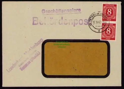 B18478 Brief Teterow Malchin 1947   Behördenpost Geschäftspapiere