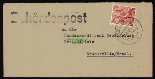 B18472 Brief Torgelow 1947   Behördenpost