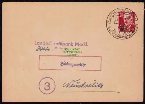 B18468 Brief Schwerin Meckl. 1948  SST Versicherungsanstalt Zahlungsverkehr