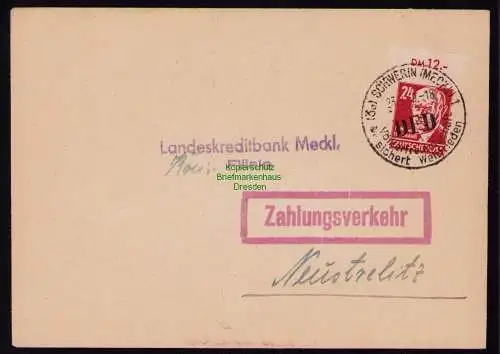 B18465 Brief Schwerin Meckl. 1949 SST DFD Völkerfreundschaft sichert Weltfrieden