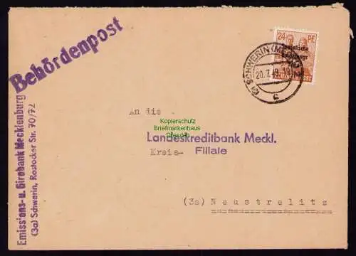 B18447 Brief Schwerin Meckl. 1947   Behördenpost