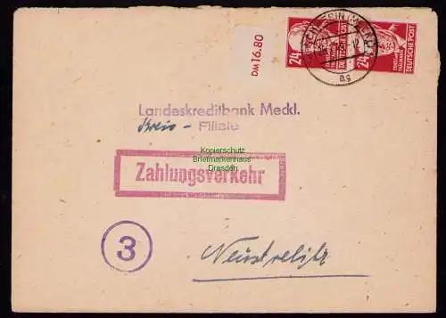 B18440 Brief Schwerin Meckl. 1949   Zahlungsverkehr