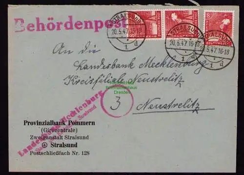 B18434 Brief Stralsund 1947   Behördenpost