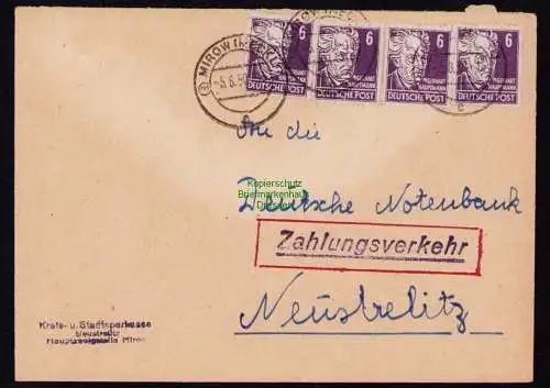 B18394 Brief Mirow 1950   Zahlungsverkehr