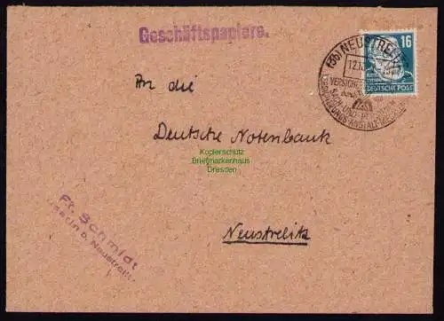 B18392 Brief Neustrelitz 1951  SST Versicherungsanstalt Geschäftspapiere