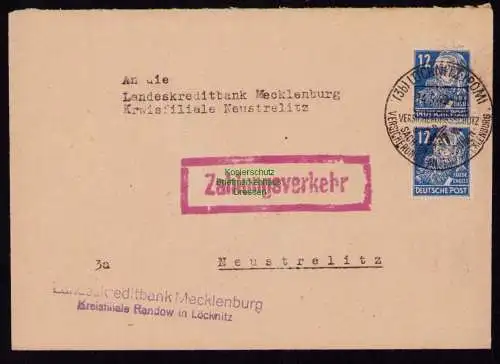 B18379 Brief Löcknitz Randow 1949  SST Versicherungsanstalt Zahlungsverkehr