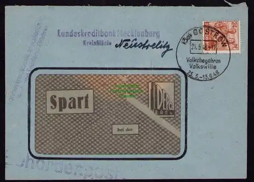 B18370 Brief Güstrow 1948  SST Volksbegehren Volkswille Behördenpost