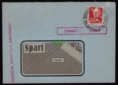 B18363 Brief Gadebusch 1950  SST 725 Jahrfeier Geschäftspost