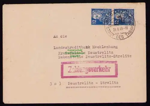 B18362 Brief Gartz Oder 1949  SST Stadt des Tabaks 700 Jahre Zahlungsverkehr