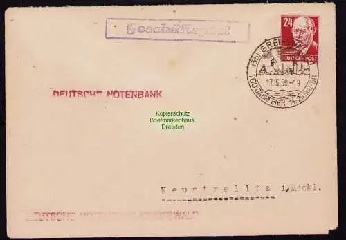 B18361 Brief Greifswald 1950  SST 700 Jahrfeier Geschäftspost