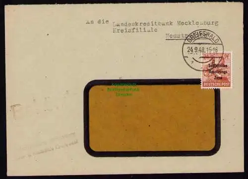 B18353 Brief Greifswald 1948   Behördenpost