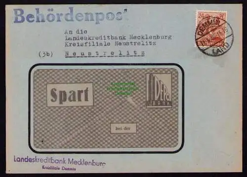 B18345 Brief Demmin Land 1948   Behördenpost