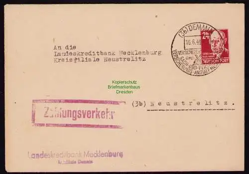 B18342 Brief Demmin 1949   Zahlungsverkehr