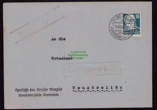 B18336 Brief Bredereiche über Fürstenberg 1950   Behördenpost