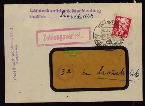 B18332 Brief Anklam 1949  SST Versicherungsanstalt Zahlungsverkehr