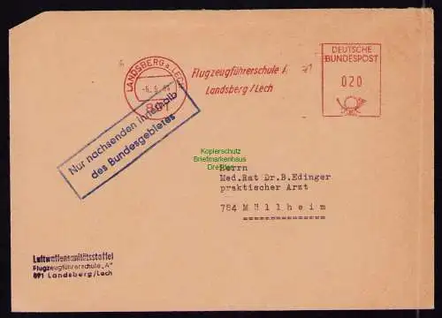 B18275 BRD Landsberg Lech Brief 1964  Freistempel Flugzeugführerschule  nach