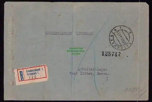 B18253 Betschkerek Zrenjanin Brief  1944 Einschreiben Zensur  an Arbeiter Lager