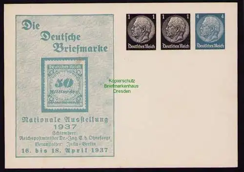 B18249 Berlin Privatganzsache 1937  Mi. PP  Die Deutsche Briefmarke