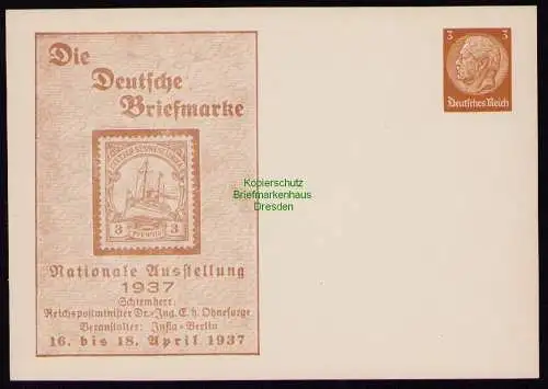 B18248 Berlin Privatganzsache 1937  Mi. PP 122 C43 Die Deutsche Briefmarke 3 Pfg