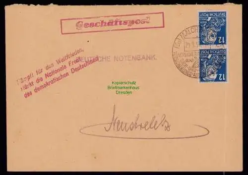 B18239 Machin Brief  29.9.50 1950  Mi. 2x 216 MeF Geschäftspost Brief