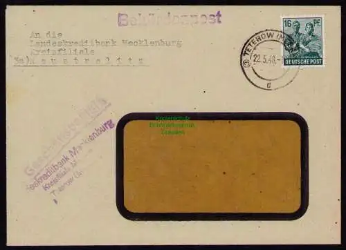 B18224 Teterow Meckl. Brief  17675  Mi. 949 EF Behördenpost Geschäftspapiere