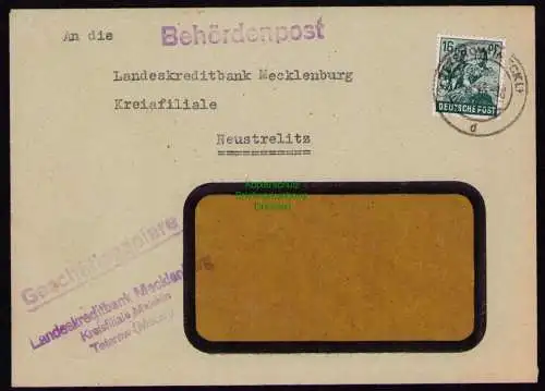 B18223 Teterow Meckl. Brief  17.4.48 1948  Mi. 949 EF Behördenpost Geschäftspap