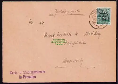 B18219 Prenzlau Brief  20.10.48 1948  SBZ  188  Geschäftspapiere Brief