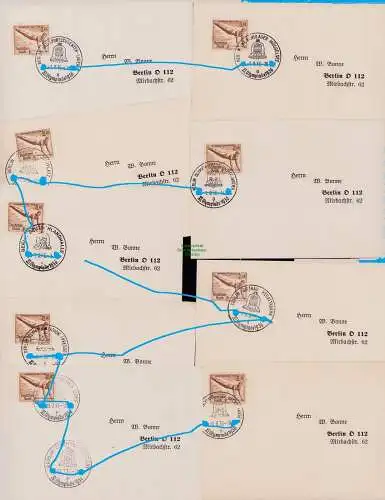B18215 DR Deutsches Reich 9 Karten verschiedene Olympia SST 1936  Mi. 609