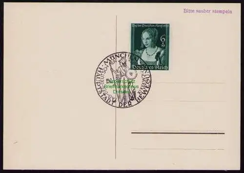 B18204 DR Deutsches Reich 700 Karte Tag der Deutschen Kunst 1939