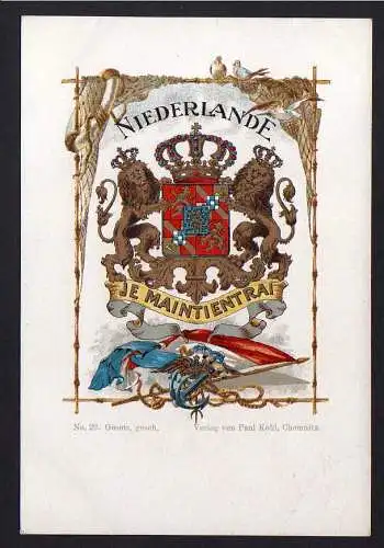 76613 AK Niederlande Je Maintiendrai Wappen Fahne Flagge um 1900