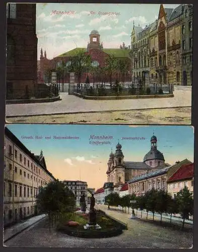 62921 2 AK Mannheim 1906 Am Rosengarten Jesuitenkirche