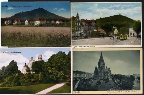 62695 4 AK Görlitz Landeskrone Straßenbahn Villen Dresdener Platz Lutherkirche