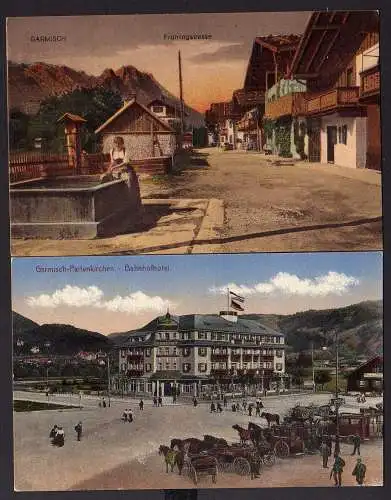 53702 2 AK Garmisch Partenkirchen Bahnhofshotel Frühlingsstraße 1919