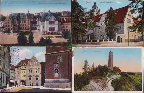 53554 4 Ansichtskarte Jena Universität 1912 Volkshaus Lesehalle Fuchsturm Burgkeller