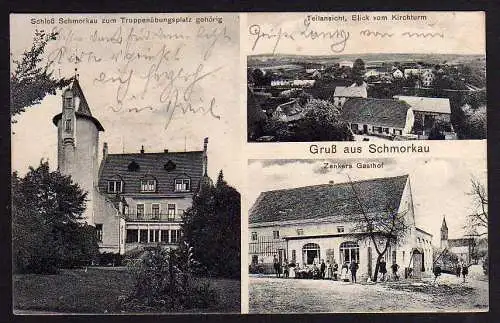 53635 Ansichtskarte Schmorkau 1910 Zenkers Gasthof Restaurant Schloss z. Truppenübungsplatz