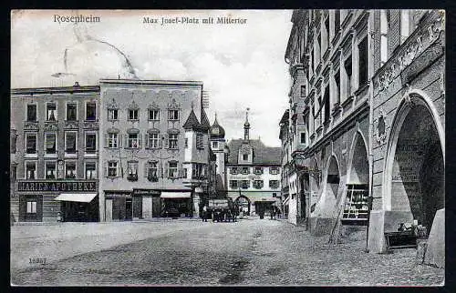 53443 AK Rosenheim Max Josef Platz Mittertor 1911 Marien Apotheke