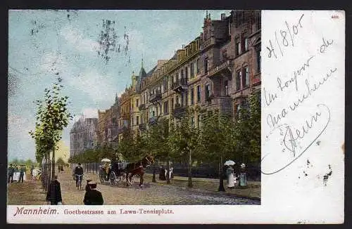 48581 Ansichtskarte Mannheim Goethestrasse am Lawn Tennisplatz 1905 Hotel zum Kronprinzen