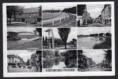 48562 AK Nienburg Weser Weserbrücke Bahnof Stadion Film-Eck Stadtbad Sprungturm